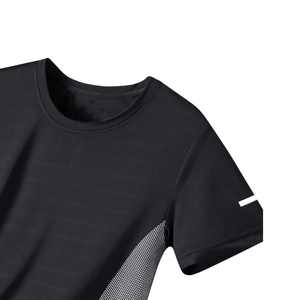 <b>Mens</b> <b>Black</b> Sports T <b>Shirt</b> Short Sleeve <b>Slim</b> <b>Fit</b> Quick Dry Breathable Athletic Training Running Gym Casual 100% Cotton 220 Grams - Product Image 3