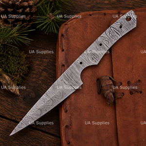 Lame de couteau Drop Point en acier Damas forgée à la main, épaisseur 0,6 mm, pour la chasse et le camping, bord droit, équipement de plein air DIY, vente en gros - Product Image 2