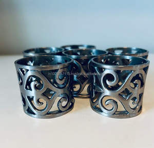 Durable matte <b>silver</b> metal <b>napkin</b> ring for long lasting use in both casual home dining and professional event settings - Product Image 2