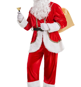 Men Santa Claus Costume Red Velvet With <b>White</b> <b>Fur</b> Trim Christmas Outfit Adult Size premium quality men santa claus costume - Product Image 4