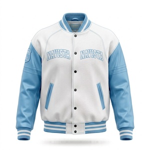 เสื้อแจ็คเก็ตวาร์ซิตี้ขนสัตว์แท้ 100% สำหรับผู้ชายและผู้หญิงจาก Navista Sports ตกแต่งด้วยขนฟ็อกซ์ กระดุมหุ้มผ้า ให้ความอบอุ่นในฤดูหนาว เหมาะสำหรับใส่เล่นเบสบอลแบบวิทยาลัย - Product Image 4