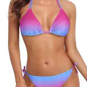 Conjunto de Bikini Acolchado Push-Up para Mujer, Traje de Baño de Dos Piezas con Diseño Sublimado para Realzar la Figura y Brillo en la Piscina - Product Image 1