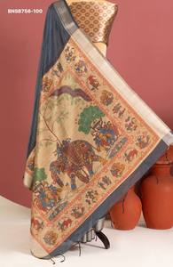 Nouvelle arrivée : Saree traditionnel indien en soie Khadi avec broderies Kalamkari et Zari, fournisseur de sarees de Surat, exportateur de mode féminine - Product Image 4