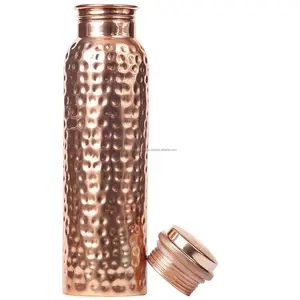 Garrafa de água de cobre de 32oz 950ml, garrafa com bolsa de lona de transporte 100% puro de cobre para água potável