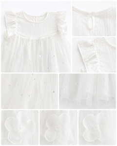 Baby Girls 3D <b>Flower</b> Tulle Dress | Elegant White Princess Party Dress for Infant & Toddler - Product Image 3