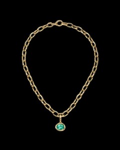<b>Gold</b> <b>Pendant</b> Necklace with Green Stone and Bezel Setting Women's Engagement Gift 18K <b>Solid</b> <b>Gold</b> Charm Necklace - Product Image 1