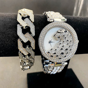 Fashion Women <b>Watch</b> With <b>Bling</b> Bracelet 2pcs <b>Ladies</b> <b>Watches</b> With Hip Hop Jewelry Sets 9782 - Product Image 3