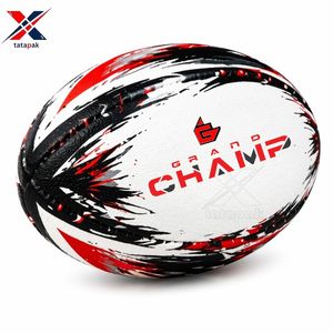 Ballon de rugby officiel du fabricant pakistanais Tatapak, cousu main, design durable pour les sports d'équipe. - Product Image 2
