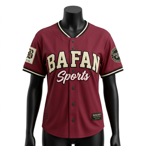 Premium 180 GSM polyester <b>mesh</b> women baseball jersey maroon custom embroidery logo Breathable Women Baseball Jersey - Product Image 3