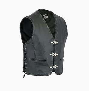 Chaleco de Cuero Premium Negro para Motociclistas, Tallas S a 3XL - Product Image 1