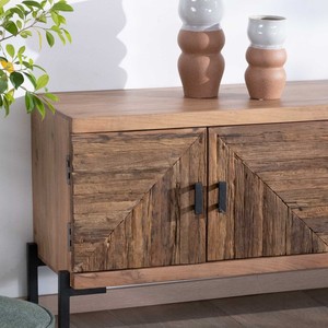 Meuble TV style Vandana Silver Detail en bois d'acacia massif avec pieds en métal Geonidum 160cm, 3 portes et 2 niches - Product Image 2