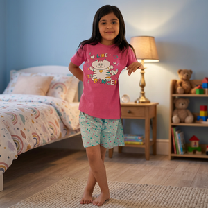 Ensembles de pyjamas pour filles en jersey de coton décontracté d'été, imprimés de motifs géométriques, 100% coton doux, meilleur prix, vêtements de nuit - Product Image 3