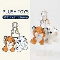 Jouets en peluche personnalisés de haute qualité en gros, mini animaux en peluche, porte-clés tigre mignon, petits ornements en peluche pour la décoration
