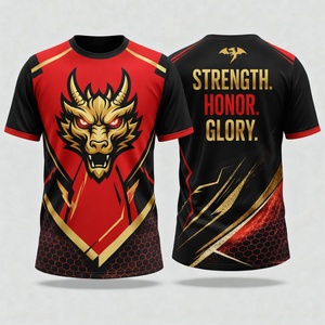 Camiseta Deportiva de Manga Corta Ajustada para Hombre, de Poliéster, con Estampado por Sublimación, Diseño de Dragón, Ropa Deportiva, Fuerza, Honor, Gloria - Product Image 1