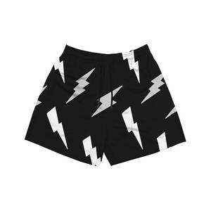 Pantalones Cortos Deportivos para Hombre, Negros, con Estampado de Rayos, Cintura Media, Cordón Ajustable, Transpirables, con Patrón Geométrico, de Poliéster - Product Image 3