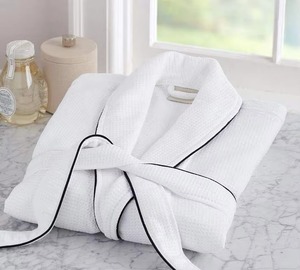 Hotel Supplies Summer Long Absorbent Bath Robe Men Sleepwear Dressing <b>Waffle</b> Cotton Bath Robe - Product Image 3