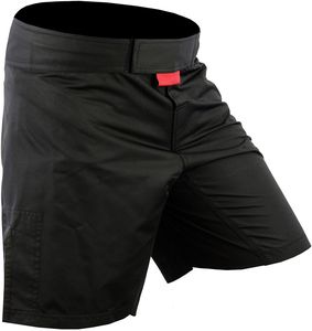 Shorts de MMA Pro-Series Stealth Black: Diseño Minimalista con Detalles Rojos, Ropa de Lucha para BJJ y UFC - Servicio OEM para Equipos Personalizados - Product Image 1