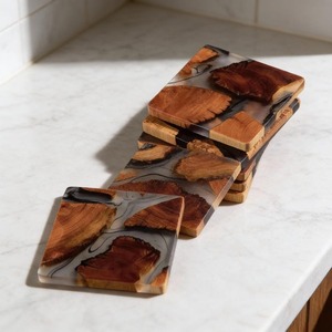 Best Wood & Resin Eco-Friendly Multi-functional Tea Coasters Natural <b>Log</b> <b>Cut</b> Slice Durable Home Decor Mats & Pads - Product Image 1