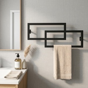 Decorative <b>Black</b> Metal <b>Bathroom</b> Rack Wall Mounted Towel Holder <b>Modern</b> <b>Bathroom</b> <b>Accessory</b> Premium <b>Black</b> Towel Rack <b>Modern</b> - Product Image 1