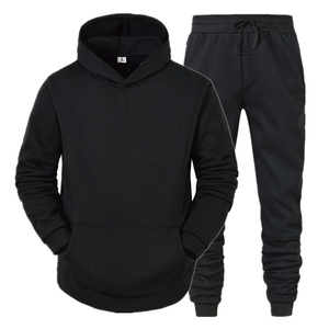 Winter Custom Oversized Plain Cotton Blank Hoodies Men's Pullover Unisex Hoodies & <b>trouser</b> Sweatsuit tracksuit <b>set</b> - Product Image 2