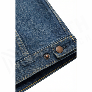 Veste en jean délavé pour homme, coupe classique, fermeture éclair sur le devant, style décontracté automne, en coton tissé bleu - Product Image 6