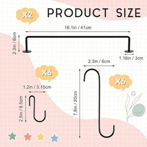 Support mural en métal pour tasses avec 6 crochets pour rangement de cuisine, design minimaliste, finition peinture cuite durable, à un seul niveau - Product Image 2