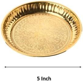 Juego de thali para pooja de último diseño, platos pequeños, cuencos, cuchara, kalash, kit ritual compacto, para culto en el templo, tamaño de viaje, decoración tradicional - Product Image 4