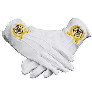 Guantes Masónicos Personalizados de Alta Calidad, Transpirables, de Algodón Blanco con Bordado, para la Iglesia - Product Image 3