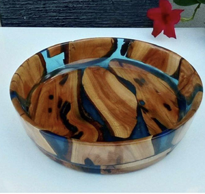 Ensaladera de Madera con Incrustaciones de Resina Ecológica de Lujo, Tradicional, Decorativa, Redonda, Ligera, Duradera, Hecha a Mano, para Fiestas - Product Image 5