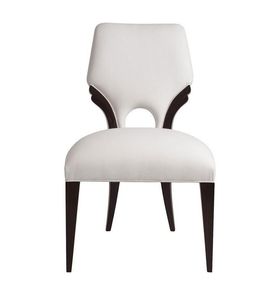 Chaise de salle à manger moderne et écologique, rembourrée en blanc, avec pieds en bois foncé et dossier incurvé, idéale pour les appartements - Product Image 2