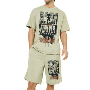 Full Customized Oversized Twin <b>Sets</b> Adults Size Two Piece <b>Men's</b> Eco-Friendly 100% Cotton Casual Street Wear Shorts <b>Sets</b> - Product Image 3