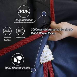 BARN & STABLE 600Denier 3000mm3000mvp Couvertures pour chevaux super imperméables et respirantes pour l'hiver avec rembourrage de 200g - Product Image 4