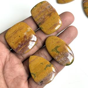 Cabochon en jaspe océanique jaune naturel, pierre précieuse brute, jaspe poli, cabochons lisses pour la fabrication de bijoux, pendentif, bague - Product Image 2