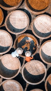 Bote de Cesta Redonda Vietnamita con Asiento y Remo, Bote de Cesta Pintado a Mano, Bote de Pesca de Bambú Impermeable y Duradero - Product Image 3