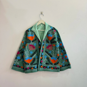 Chaqueta estilo bohemio indio de tela de algodón TNT Suzani para mujer, chaqueta transpirable - Product Image 1