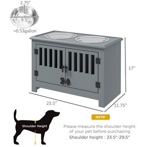 Mobiletto Grigio per Alimenti per Cani con Ciotole e Distributori, Comoda Stazione di Alimentazione per Cani - Product Image 3