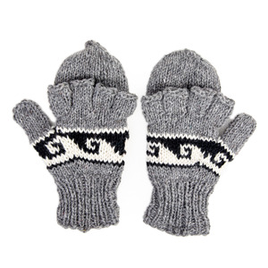 Gants en laine mérinos rayés tricotés à la main de l'Himalaya, avec doublure en polaire, compatibles avec les écrans tactiles, gants chauds d'hiver - Product Image 2