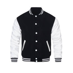 Veste bomber universitaire en laine de baseball de haute qualité personnalisée 2025 avec manches en cuir véritable pour hommes - Product Image 1