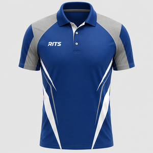 Chemise décontractée bleue pour homme RITS à manches courtes avec poche, en tissu tricoté polyester/coton écologique, séchage rapide et respirant - Product Image 1