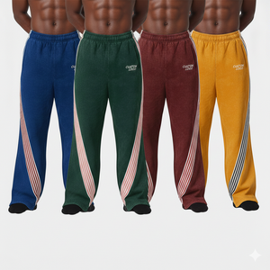 Pantalones Deportivos Personalizados de Alta Calidad con Rayas Laterales para Hombre y Mujer, Pantalones Deportivos de Pierna Ancha - Product Image 1