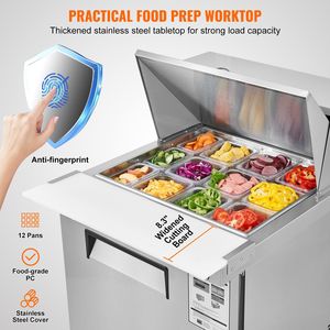 28\" Commercial Stainless Steel Refrigerator Sandwich Salad <b>Prep</b> <b>Table</b> 7.4 Cu. Ft Food <b>Prep</b> <b>Kitchen</b> Refrigeration Equipment - Product Image 3