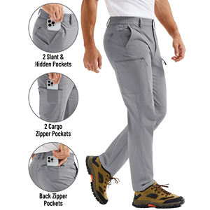 Pantalon de randonnée à taille élastique, résistant à l'eau, séchage rapide, léger, avec poches zippées, pour le sport et la randonnée - Product Image 6
