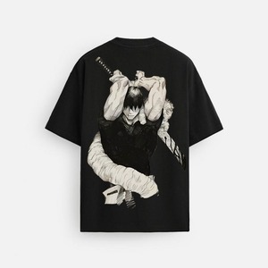 เสื้อยืดคอกลมแขนสั้นผู้ชายลายพิมพ์ตัวอักษร ผ้าคอตตอนเจอร์ซีย์ ทรงปกติ สีดำ สวมใส่สบาย พิมพ์ลายโลโก้ด้านหลัง สไตล์ลำลอง - Product Image 2