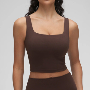 Custom Nylon Scooped Neck Contrast Panel Gym Yoga Adjustable Straps Removable <b>Padding</b> Sports <b>Running</b> Bra for Women - Product Image 1