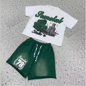Conjuntos de Shorts Casuales Nuevos para Hombre, Conjuntos Holgados de 2 Piezas, Camiseta de Manga Corta con Hombros Caídos y Shorts con Cordón para el Verano - Product Image 2