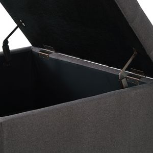 Tavolino da Caffè Grigio Scuro Imbottito con Bottoni e Finiture a Chiodi, Grande Pouf Quadrato con Vano Contenitore e Gambe in Legno per Soggiorno - Product Image 6