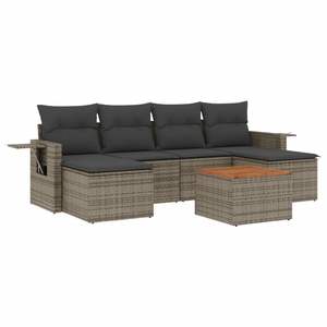 Conjunto de Muebles de Jardín de Ratán Sintético Gris Modular de 7 Piezas - Product Image 2