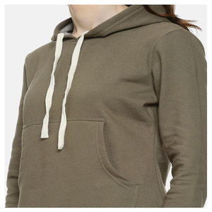 Sudadera con Capucha para Mujer, Color Sólido, Algodón y Fibra de Bambú, Tejido de Punto, Informal, para Otoño, con Bolsillos, Largo Regular, Manga Larga - Product Image 6