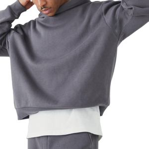 <b>Mens</b> Gray Hooded Tracksuit Set Full Sleeve <b>Pullover</b> Sweatshirt with Side Pockets Loose Fit Casual Wear Autumn Style - Product Image 6