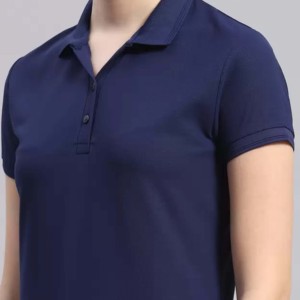 Camiseta de Mujer Azul Marino 100% Algodón Jersey de Manga Corta Transpirable Ecológica de Color Sólido para Uso Casual - Product Image 3
